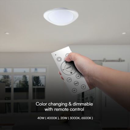 Plafoniera LED dimmerabile LED/40W/230V 3000-6500K 45 cm bianco + telecomando