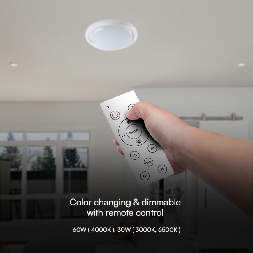 Plafoniera LED dimmerabile LED/60W/230V 3000-6500K 49,2 cm bianco + telecomando