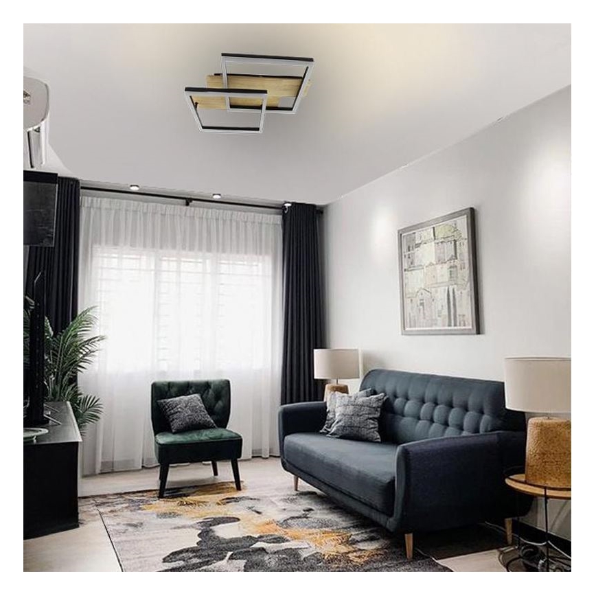 Plafoniera LED dimmerabile LED/85W/230V 3000-6500K quercia + telecomando