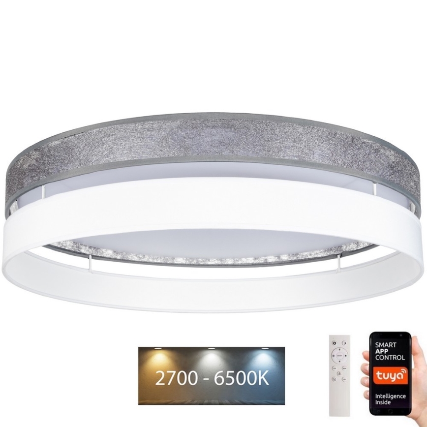 Plafoniera LED dimmerabile LIMA LED/36W/230V 2700-6500K Wi-Fi Tuya + telecomando argento/bianco