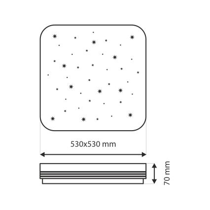 Plafoniera LED dimmerabile MANA LED/60W/230V 2700-6500K 53x53 cm + telecomando