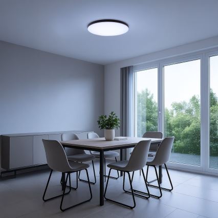 Plafoniera dimmerabile a LED SIENA LED/80W/230V 3000–6000K Ø 75 cm nera + telecomando