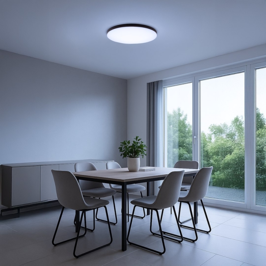 Plafoniera dimmerabile a LED SIENA LED/80W/230V 3000–6000K Ø 75 cm nera + telecomando