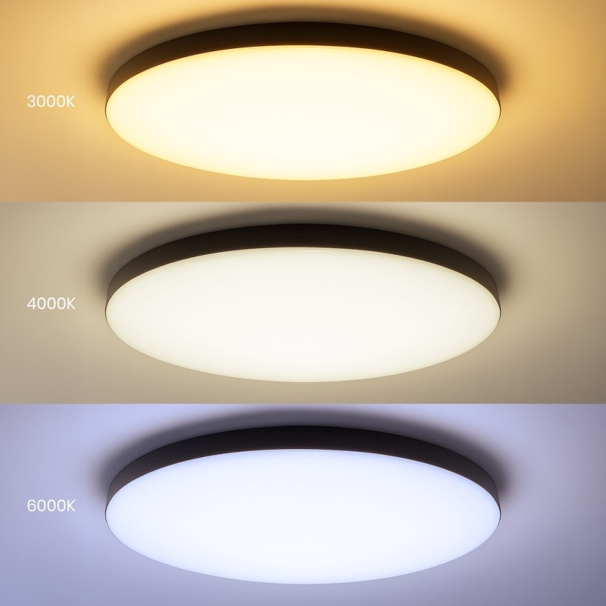 Plafoniera dimmerabile a LED SIENA LED/80W/230V 3000–6000K Ø 75 cm nera + telecomando