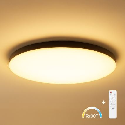Plafoniera dimmerabile a LED SIENA LED/80W/230V 3000–6000K Ø 75 cm nera + telecomando