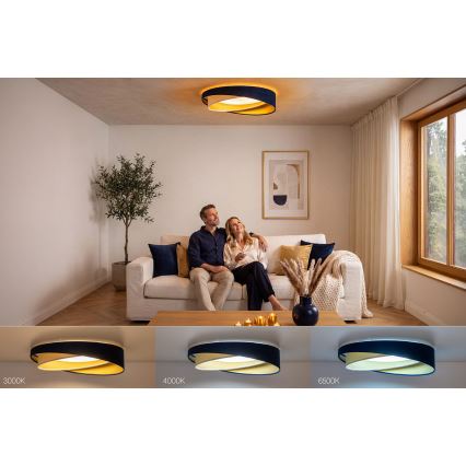 Plafoniera LED dimmerabile SMART GALAXY MODERN LED/24W/230V 3000-6500K Ø 55 cm blu/bianco/oro + telecomando