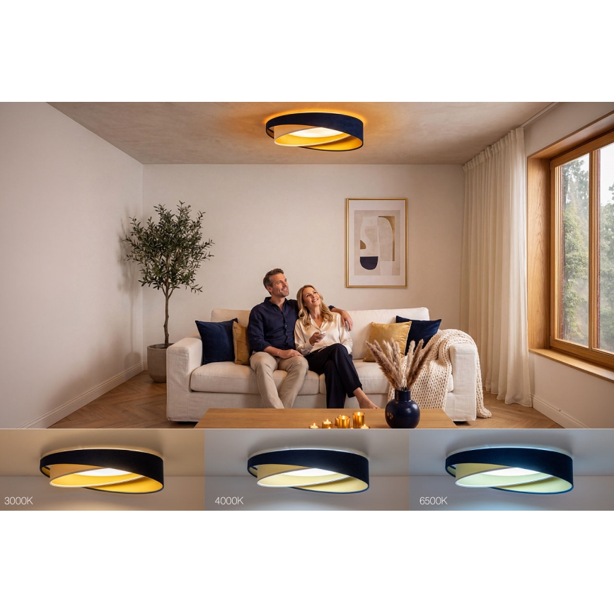 Plafoniera LED dimmerabile SMART GALAXY MODERN LED/24W/230V 3000-6500K Ø 55 cm blu/bianco/oro + telecomando
