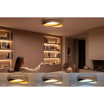 Plafoniera LED dimmerabile SMART GALAXY MODERN LED/24W/230V 3000-6500K Ø 55 cm beige/marrone/oro + telecomando