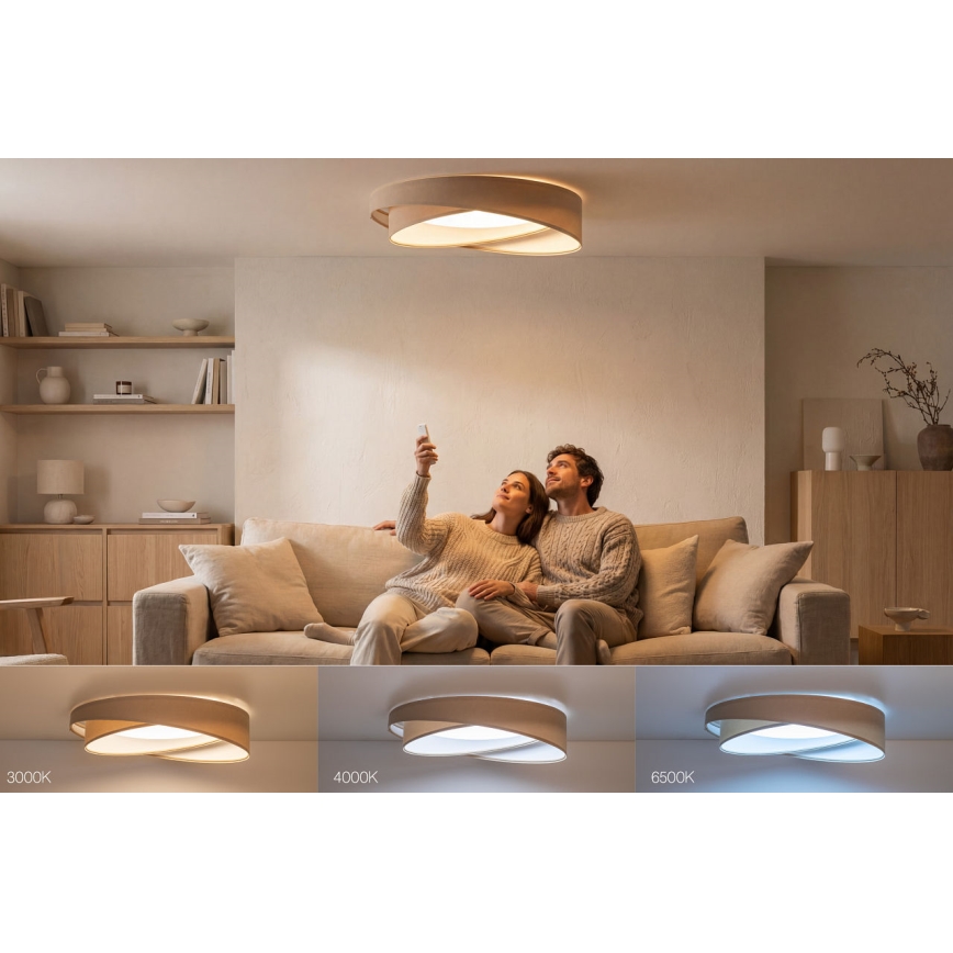 Plafoniera LED dimmerabile SMART GALAXY MODERN LED/24W/230V 3000-6500K Ø 55 cm beige/bianco + telecomando