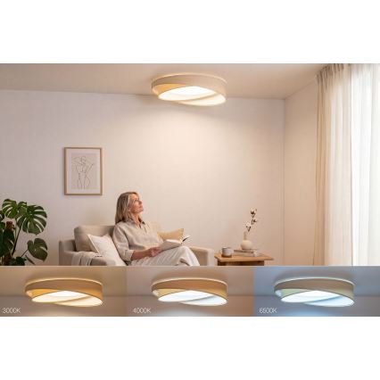 Plafoniera dimmerabile SMART GALAXY MODERN a LED, 24W, 230V, 3000-6500K, Ø 55 cm, crema/bianco + telecomando