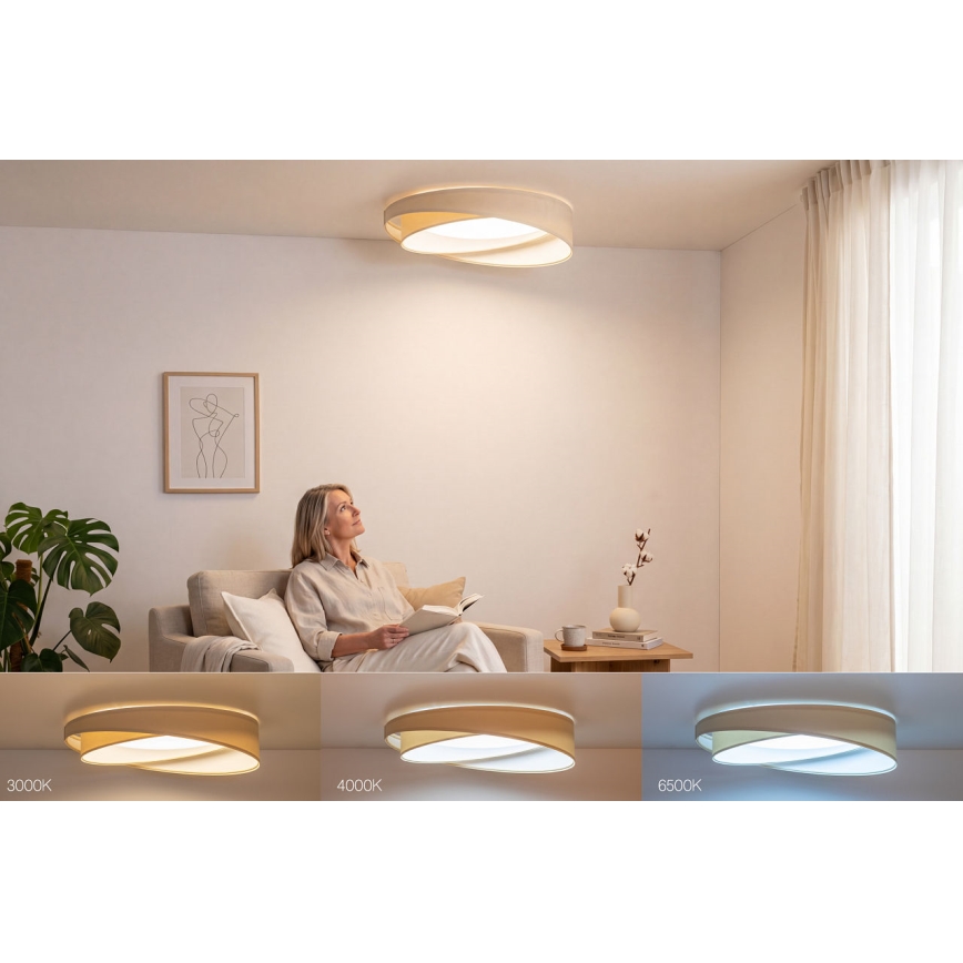 Plafoniera dimmerabile SMART GALAXY MODERN a LED, 24W, 230V, 3000-6500K, Ø 55 cm, crema/bianco + telecomando