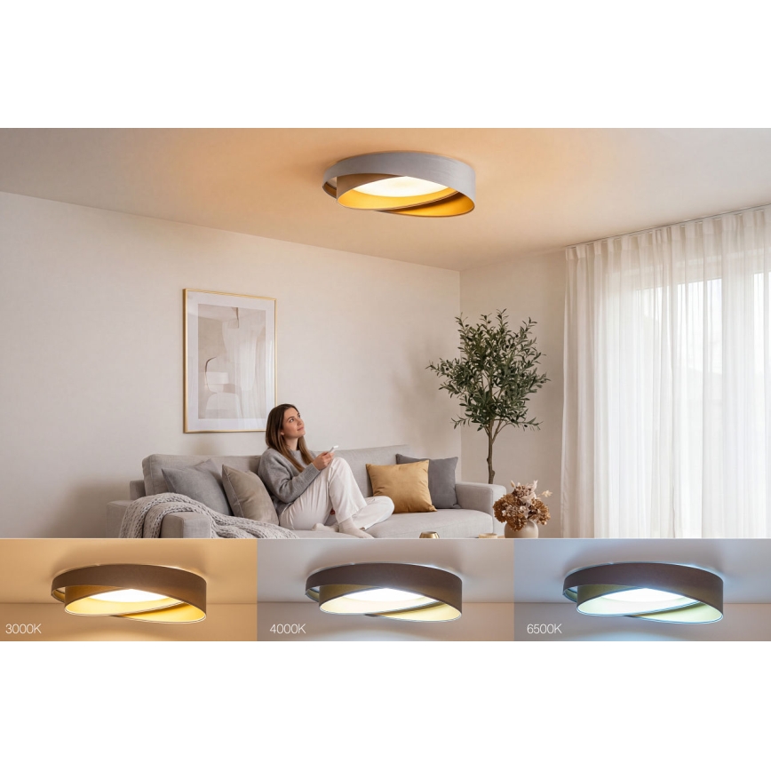 Plafoniera LED dimmerabile SMART GALAXY MODERN LED/24W/230V 3000-6500K Ø 55 cm grigio/oro + telecomando
