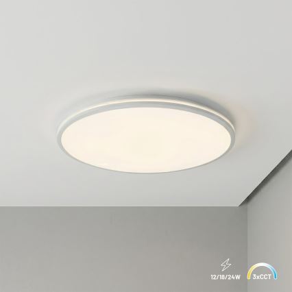 Plafoniera LED HUGO, 12/18/24W, 230V, 3000/4000/6500K, Ø 30 cm, IP54, bianca