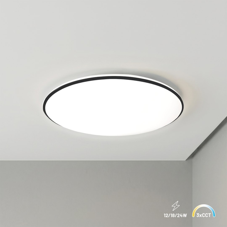 Plafoniera LED HUGO LED/12/18/24W/230V 3000/4000/6500K Ø 30 cm IP54 nero