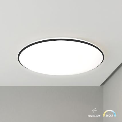 Plafoniera LED HUGO LED/16/24/32W/230V 3000/4000/6500K Ø 37 cm IP54 nera
