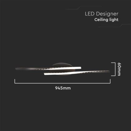 Plafoniera LED LED/12W/230V 3000K 94,5 cm nero