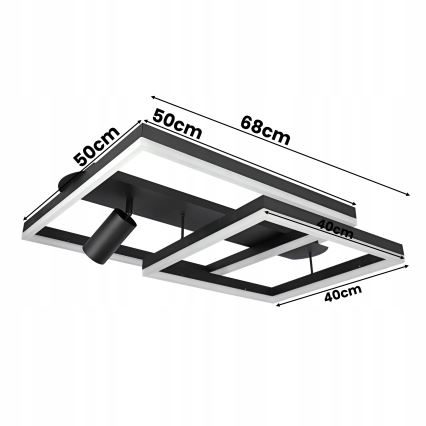 Plafoniera LED LED/38W/230V + 1xGU10/30W nera