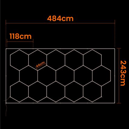 Plafoniera LED HEXAGON LED/696W/85-265V 4000K 484x243 cm CRI 90 IP44 bianca