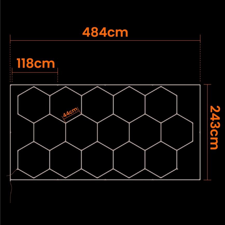Plafoniera LED HEXAGON LED/696W/85-265V 4000K 484x243 cm CRI 90 IP44 bianca