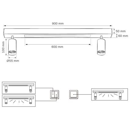 Plafoniera LED PARIGI LED/24W/230V + 2xGU10/10W nero