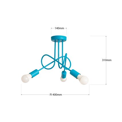 Plafoniera LED per bambini OXFORD 3xE27/15W/230V blu