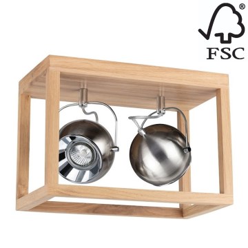 Plafoniera LED ROY 2xGU10/5W/230V quercia opaco - certificato FSC