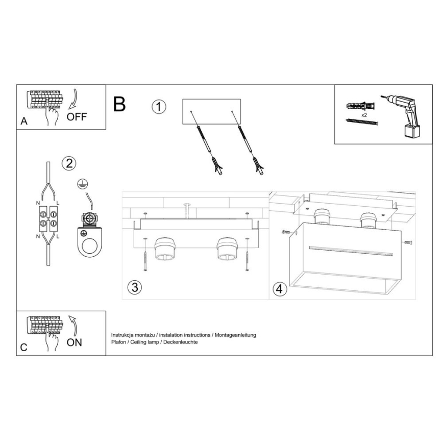 Plafoniera LOBO 2xGU10/40W/230V grigia