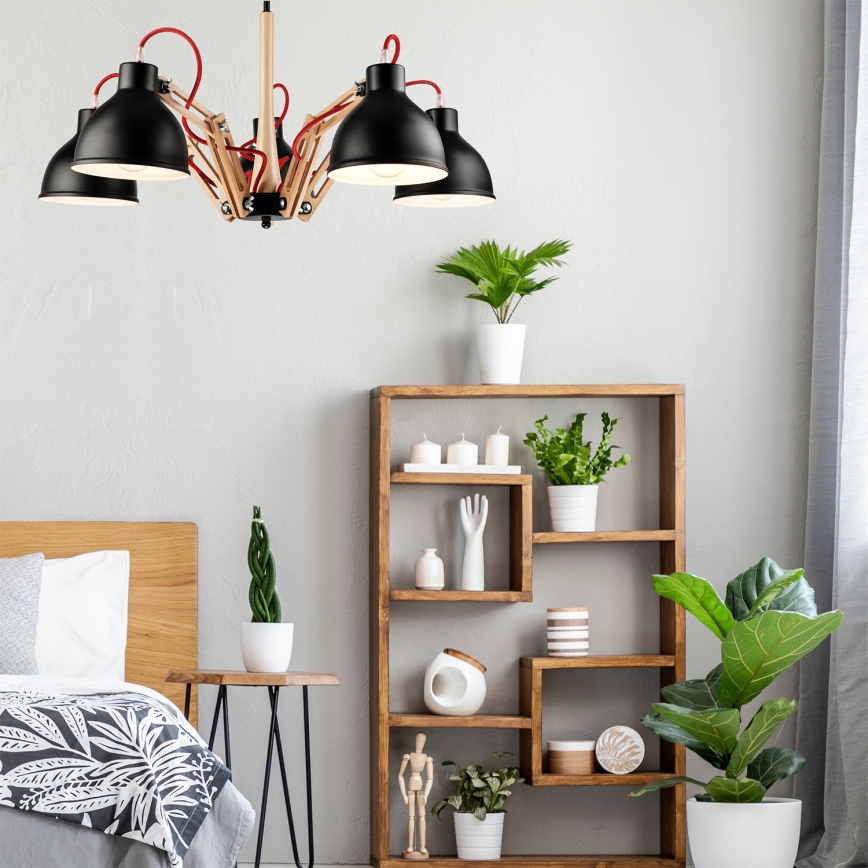 Plafoniera MARCELLO 5xE27/60W/230V faggio