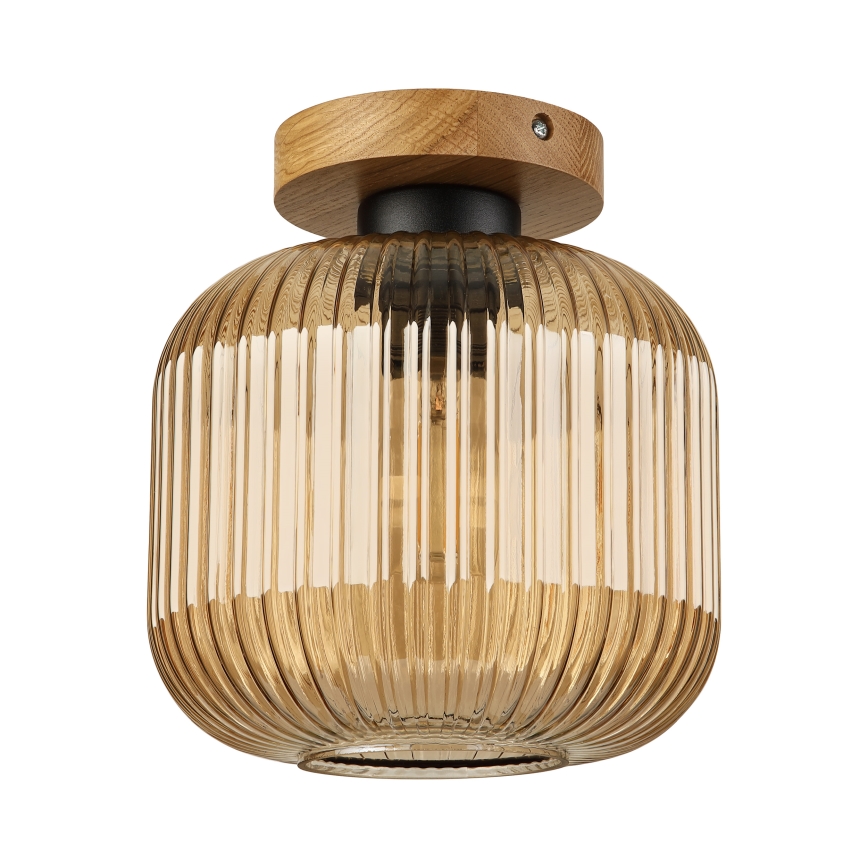 Plafoniera MILOU WOOD 1xE27/15W/230V rovere/beige fumato Ø 20 cm