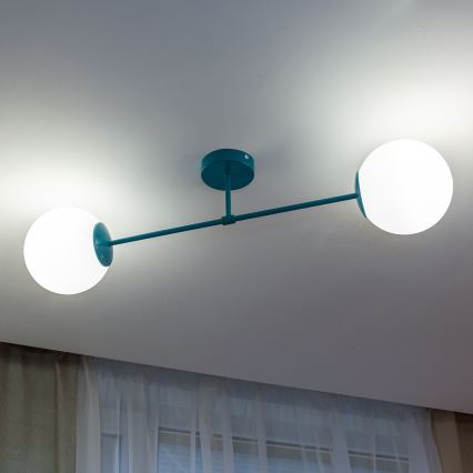 Plafoniera MOON 2xE27/15W/230V turchese