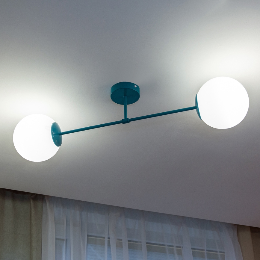 Plafoniera MOON 2xE27/15W/230V turchese