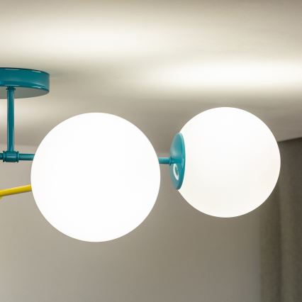 Plafoniera MOON 4xE27/15W/230V turchese/giallo