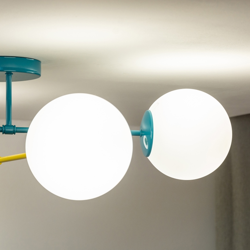 Plafoniera MOON 4xE27/15W/230V turchese/giallo