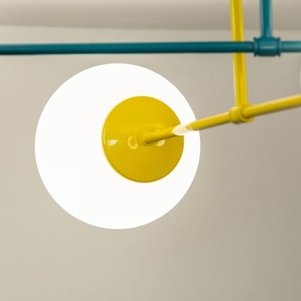 Plafoniera MOON 4xE27/15W/230V turchese/giallo