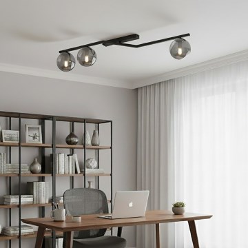 Plafoniera NATON 3xE14/10W/230V nero/fumé