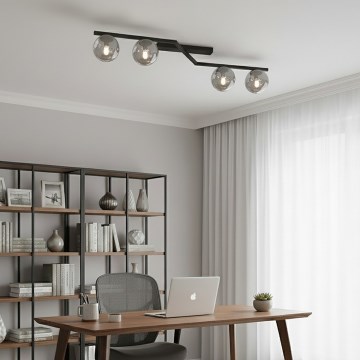 Plafoniera NATON 4xE14/10W/230V nero/fumé