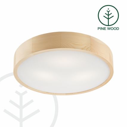 Plafoniera NATURAL 3xE27/60W/230V ø 47 cm pino - FSC certificato