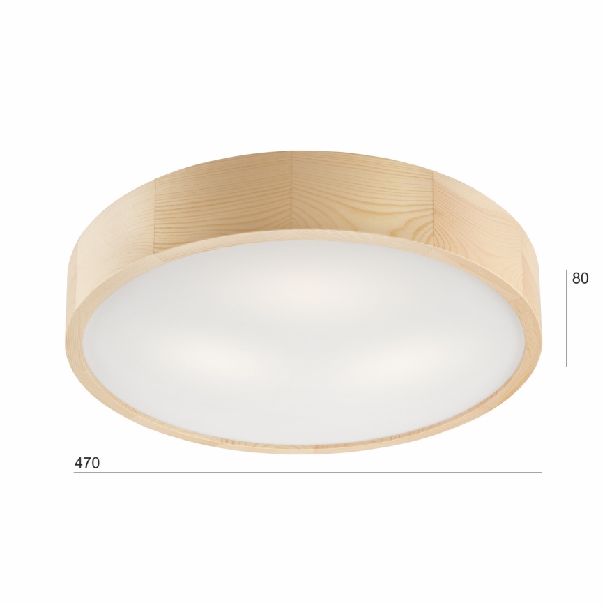 Plafoniera NATURAL 3xE27/60W/230V ø 47 cm pino - FSC certificato