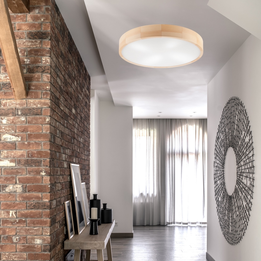 Plafoniera NATURAL 4xE27/60W/230V ø 57 cm pino