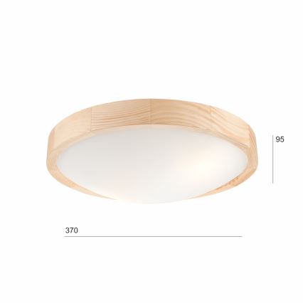 Plafoniera NATURAL SLIM 2xE27/60W/230V Ø 37 cm pino