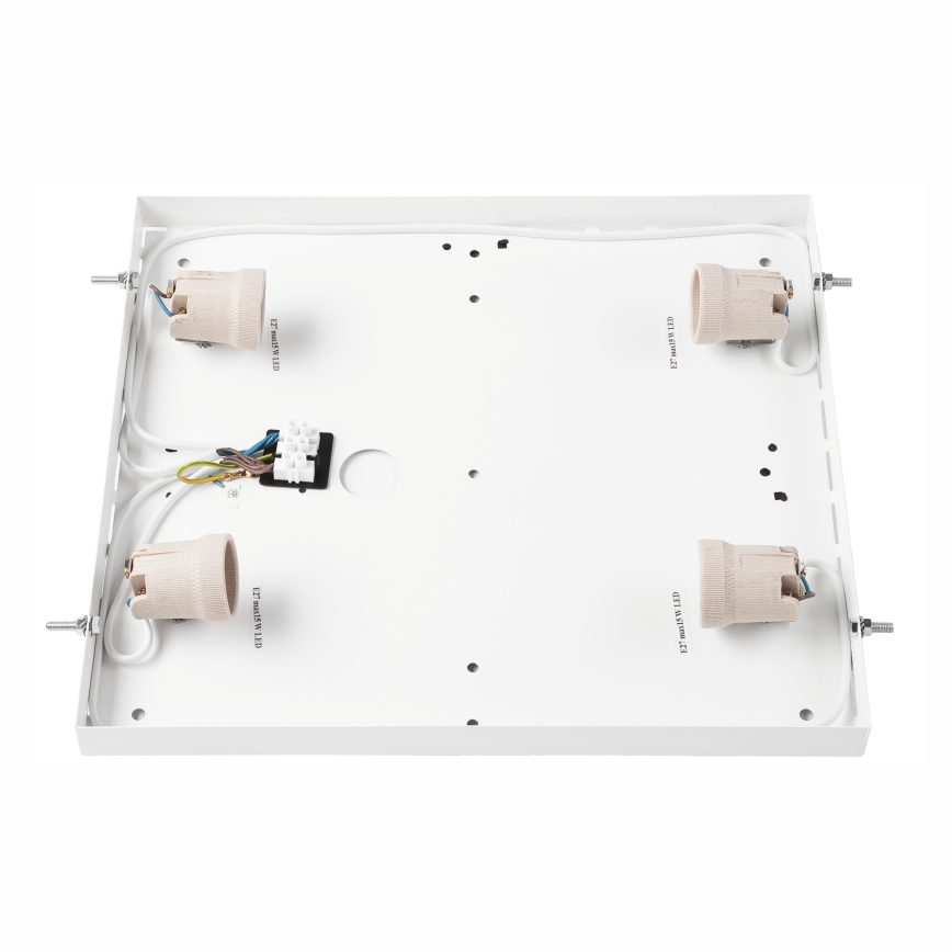 Plafoniera NATURAL SQUARE 4xE27/15W/230V 39x39 cm pino/bianco