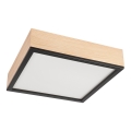 Plafoniera NATURAL SQUARE 4xE27/15W/230V 39x39 cm pino/nero