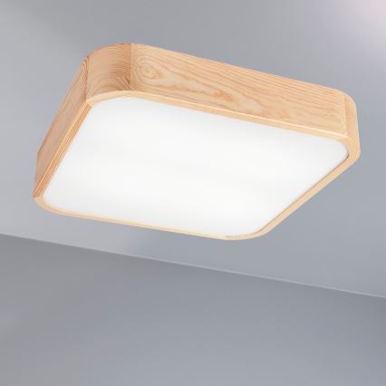 Plafoniera NATURAL SQUARE 4xE27/15W/230V 45x45 cm pino
