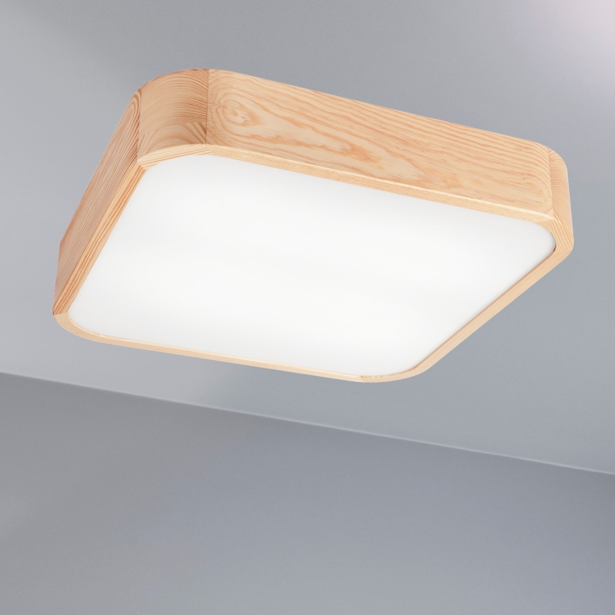 Plafoniera NATURAL SQUARE 4xE27/15W/230V 45x45 cm pino