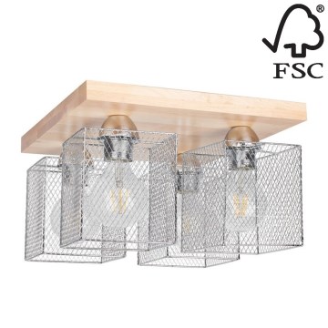Plafoniera NORMAN WOOD 4xE27/25W/230V - certificato FSC