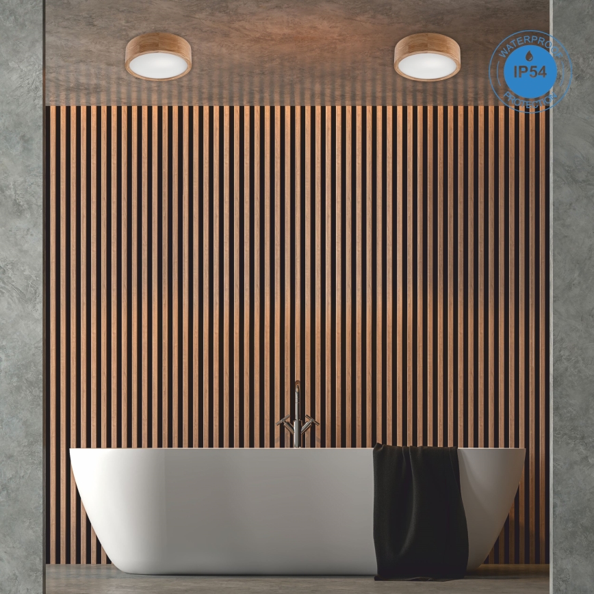 Plafoniera da bagno OAK 2xE27/15W/230V IP54 quercia ø 27 cm - FSC certificato