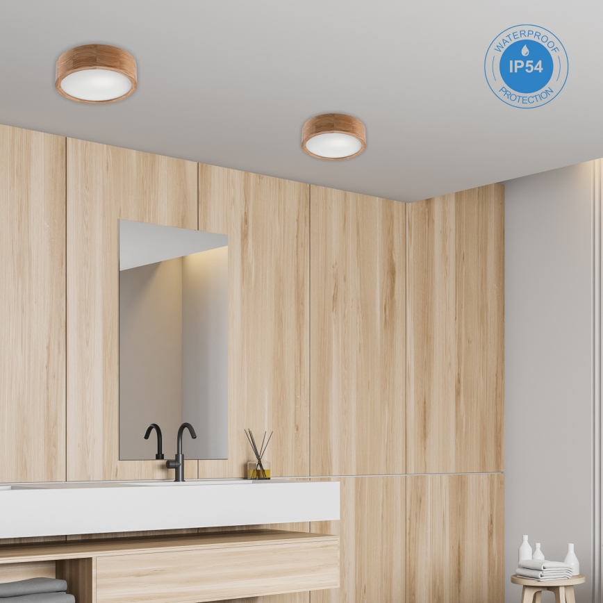 Plafoniera da bagno OAK 2xE27/15W/230V IP54 quercia ø 27 cm - FSC certificato
