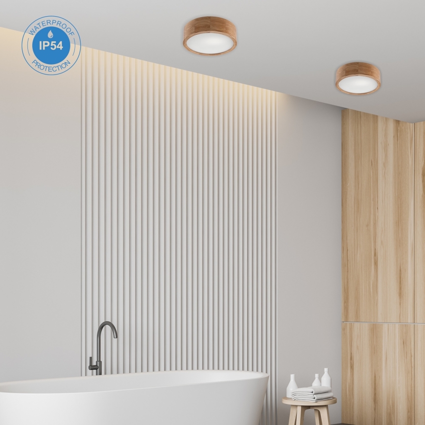 Plafoniera da bagno OAK 2xE27/15W/230V IP54 rovere Ø 27 cm