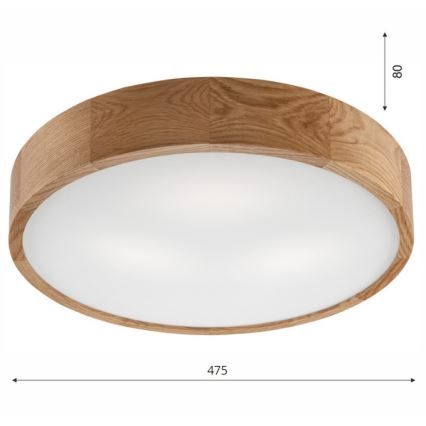 Lampada da soffitto OAK 3xE27/60W/230V rovere Ø 47,5 cm