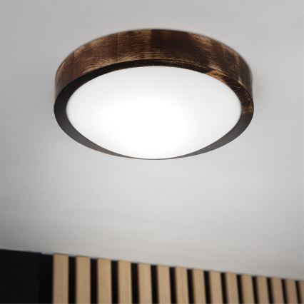 Plafoniera OAK SLIM 1xE27/15W/230V Ø 27 cm rovere/marrone scuro